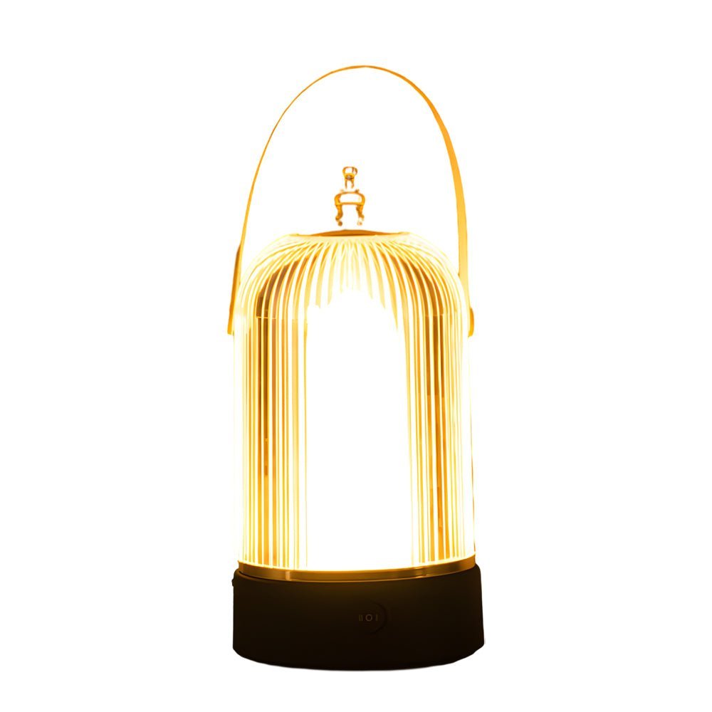 Ribbed Glass LED Table Lamp - Ambient Nightstand Lantern