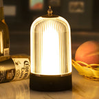 Ribbed Glass LED Table Lamp - Ambient Nightstand Lantern