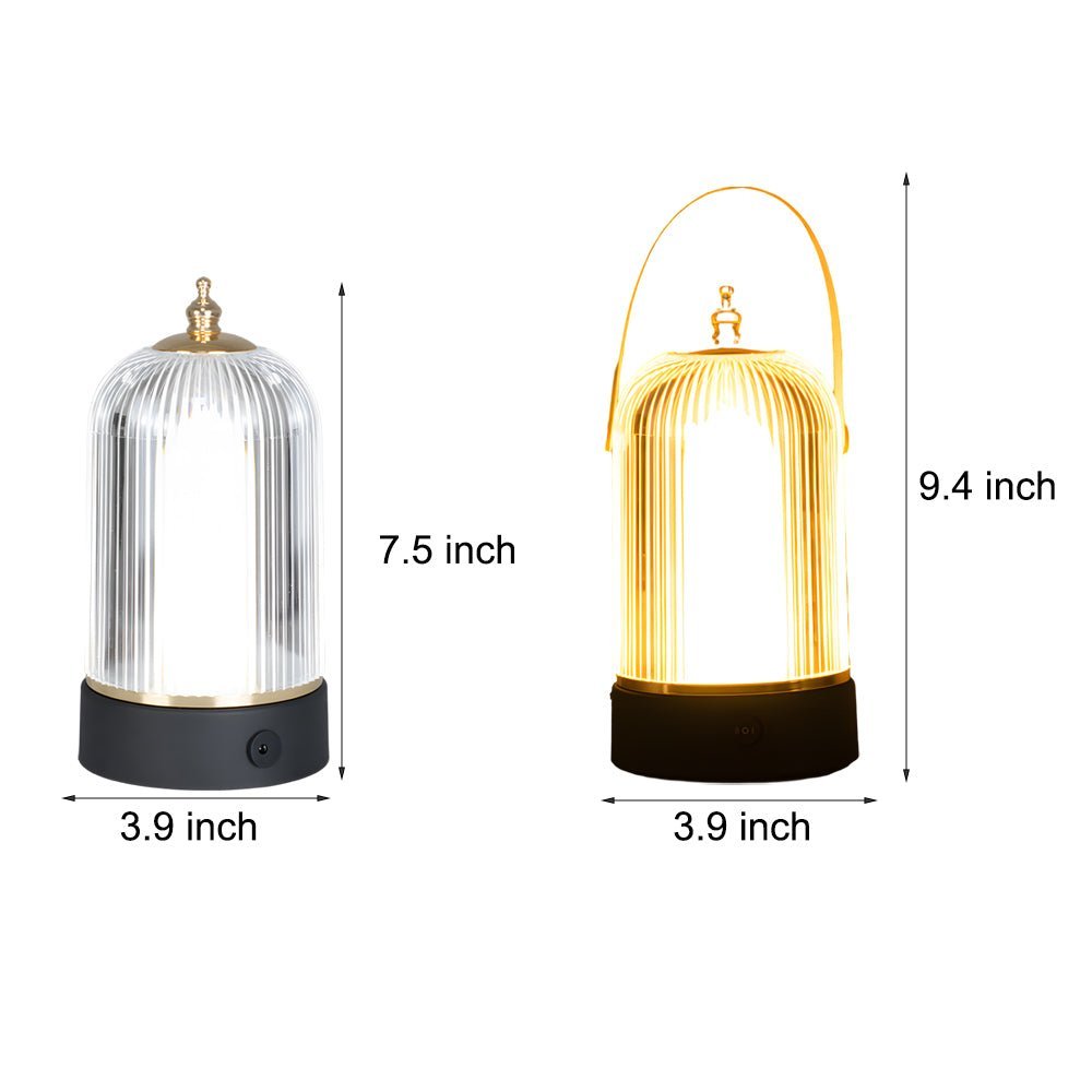 Ribbed Glass LED Table Lamp - Ambient Nightstand Lantern
