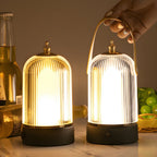 Ribbed Glass LED Table Lamp - Ambient Nightstand Lantern