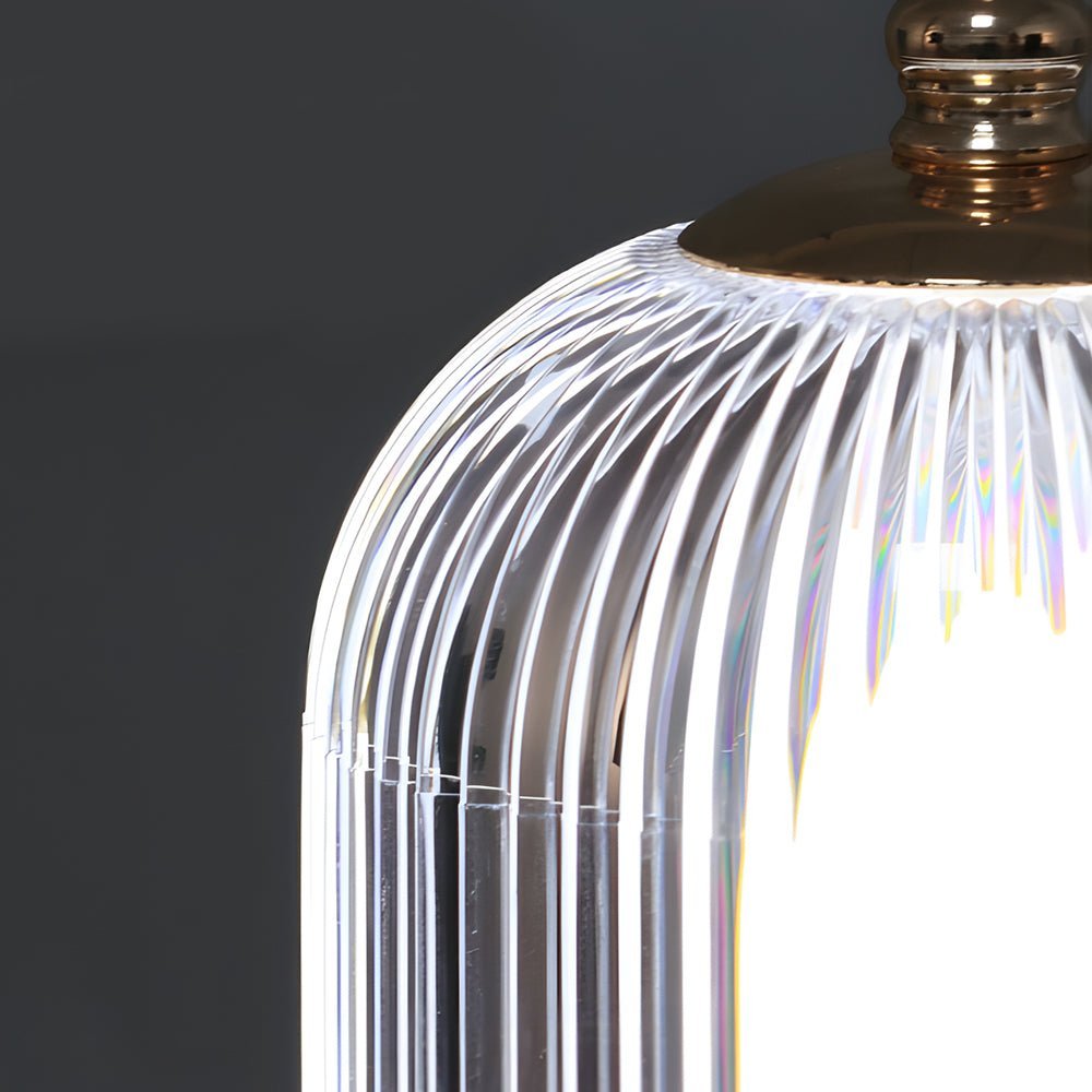 Ribbed Glass LED Table Lamp - Ambient Nightstand Lantern