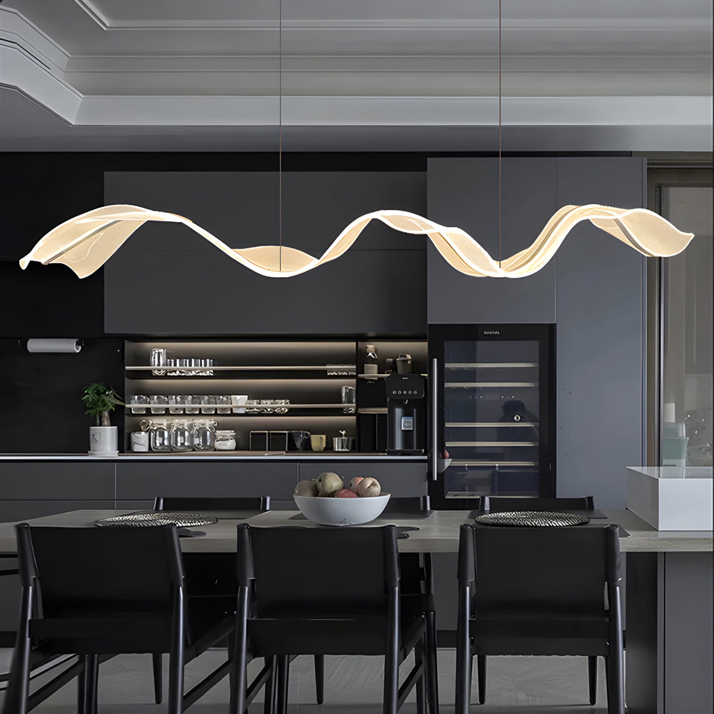 Modern LED Ribbon Pendant Light - Wave Design Ceiling Fixture