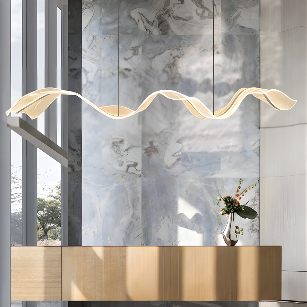Modern LED Ribbon Pendant Light - Wave Design Ceiling Fixture