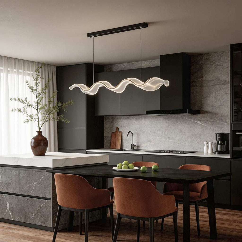 Modern LED Ribbon Pendant Light - Wave Design Ceiling Fixture