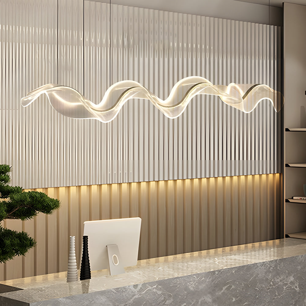 Modern LED Ribbon Pendant Light - Wave Design Ceiling Fixture