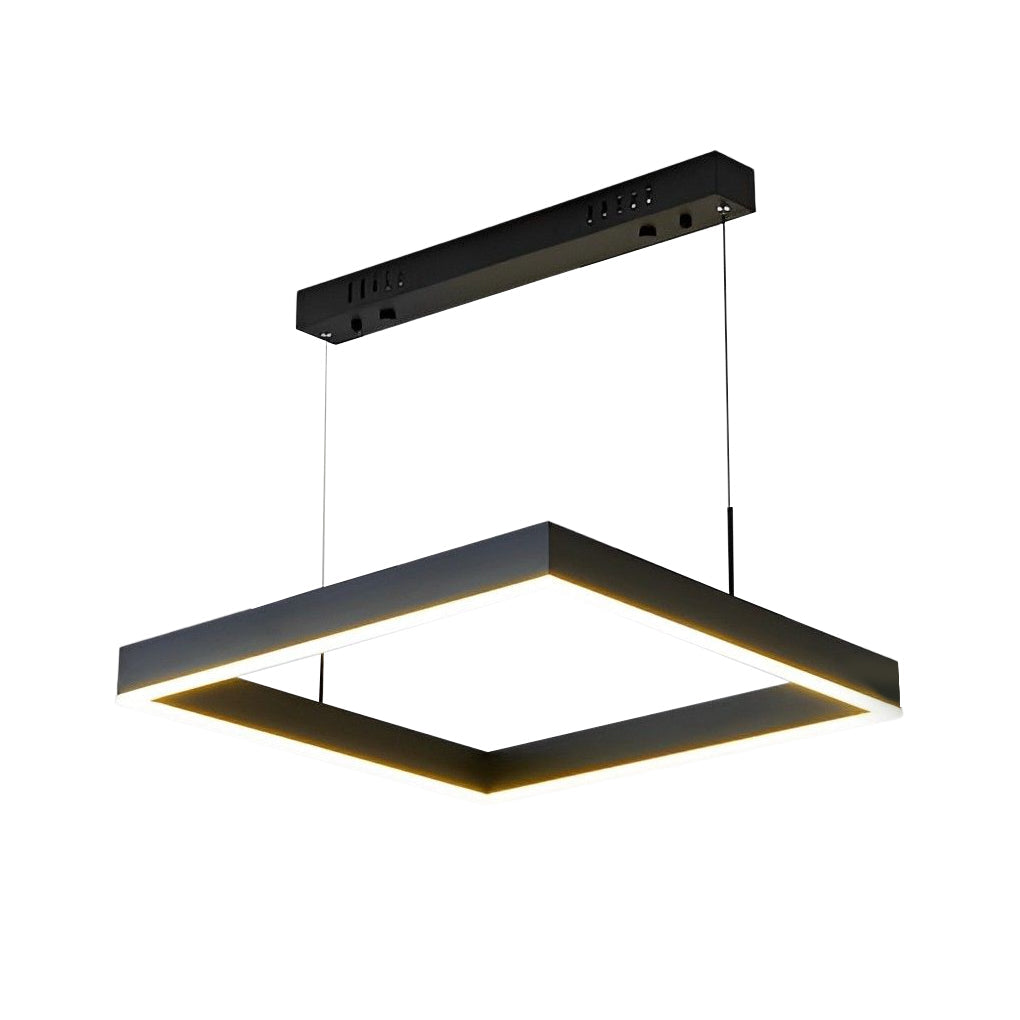 Modern Black LED Square Ring Chandelier Ceiling Light