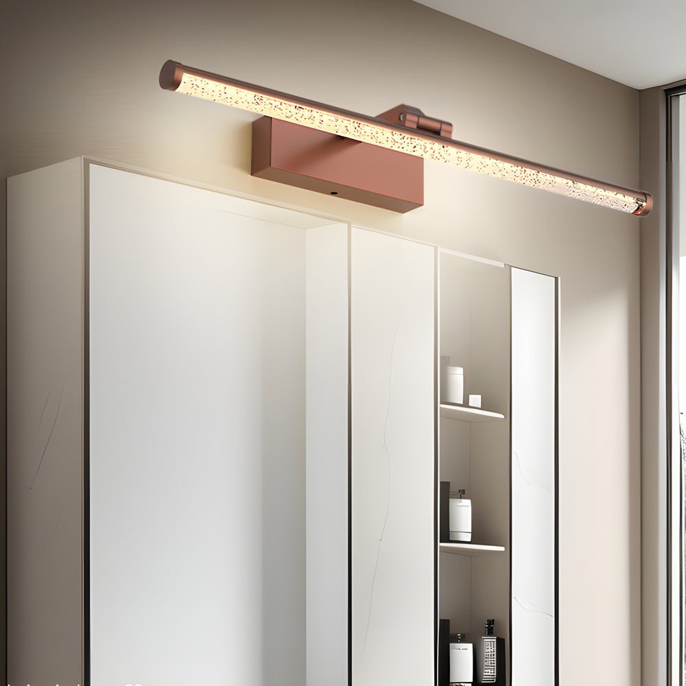 Modern Dimmable LED Bathroom Vanity Light with Rotatable Seeded Acrylic Shade