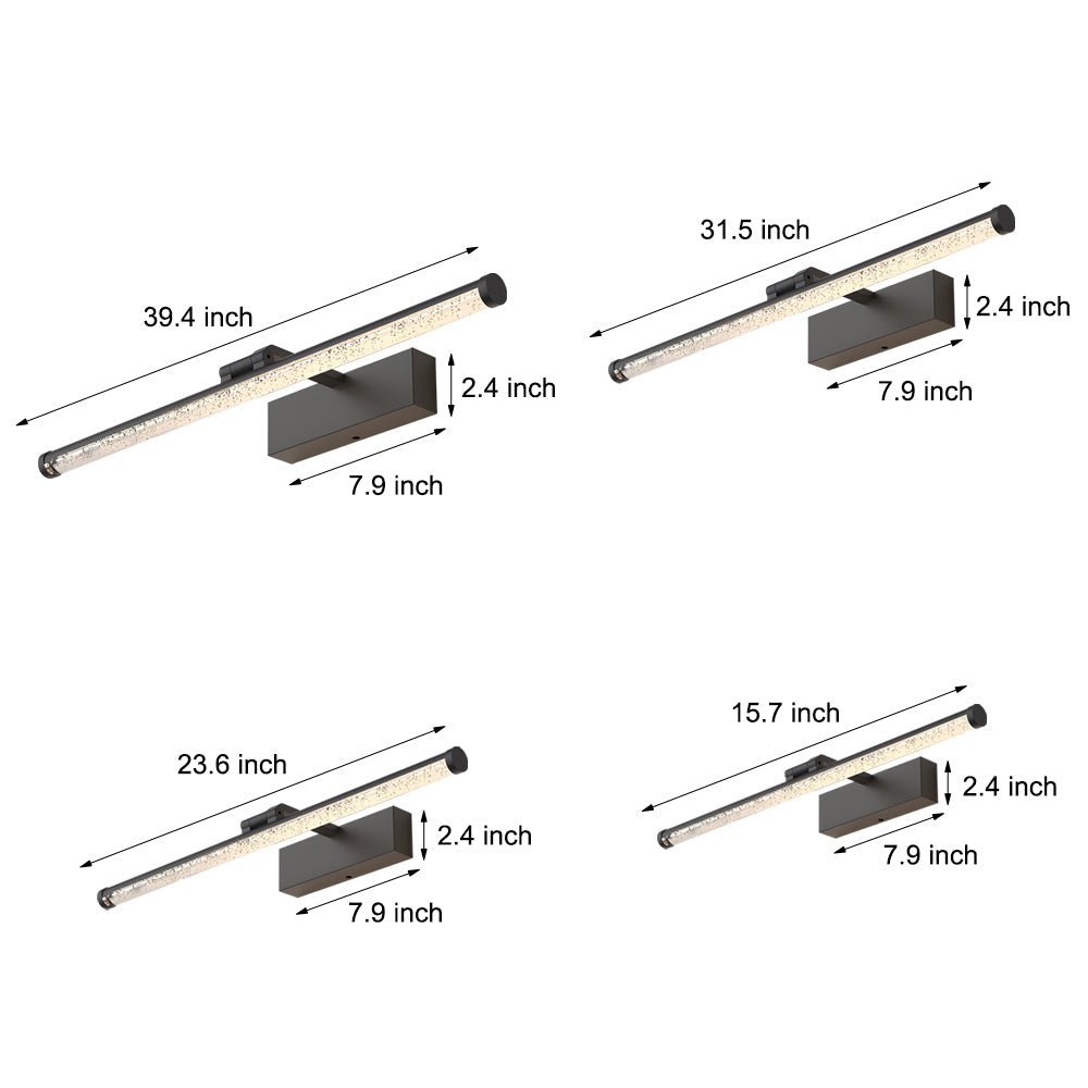 Modern Dimmable LED Bathroom Vanity Light with Rotatable Seeded Acrylic Shade
