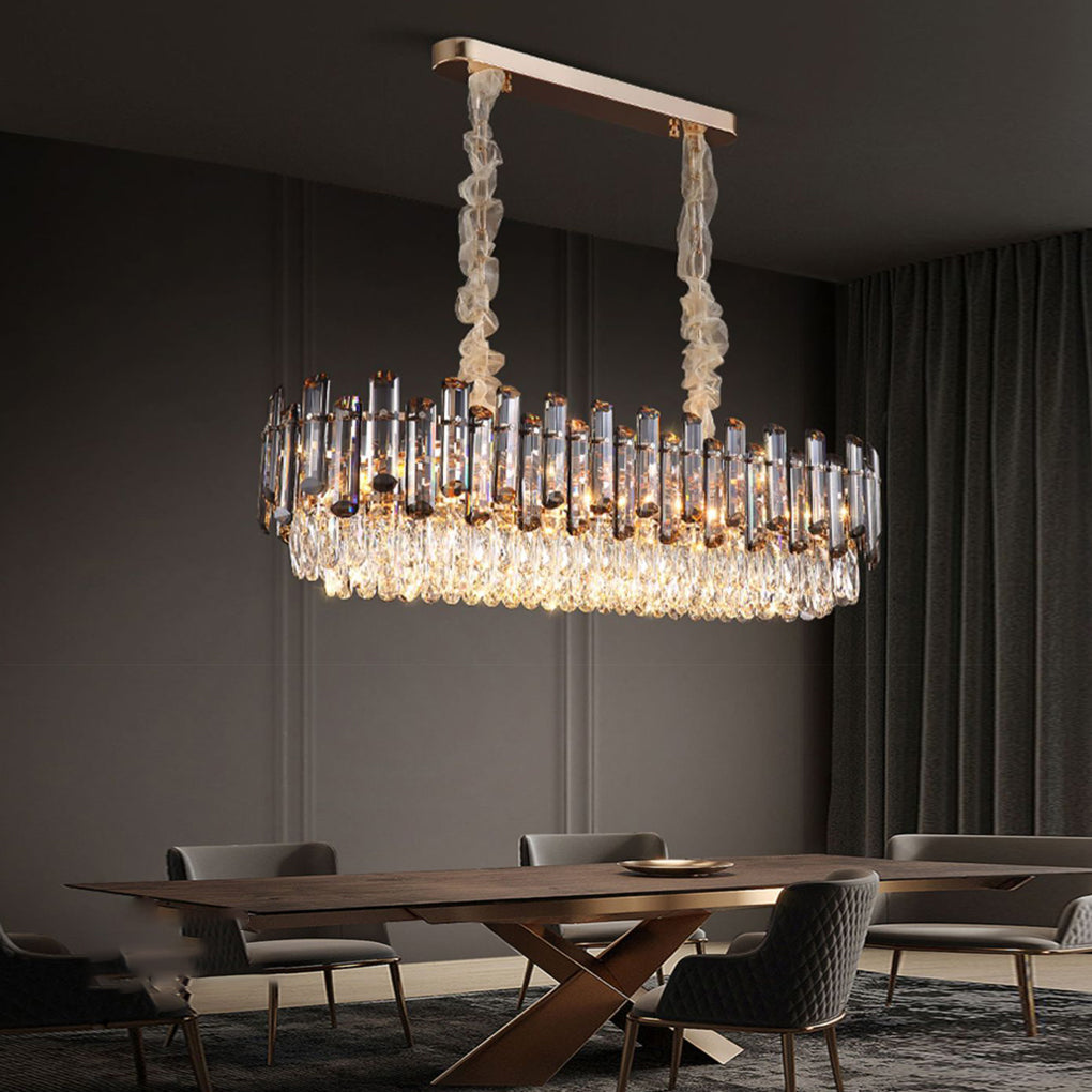 Modern Round Crystal Drum Chandelier - Metal Ceiling Light