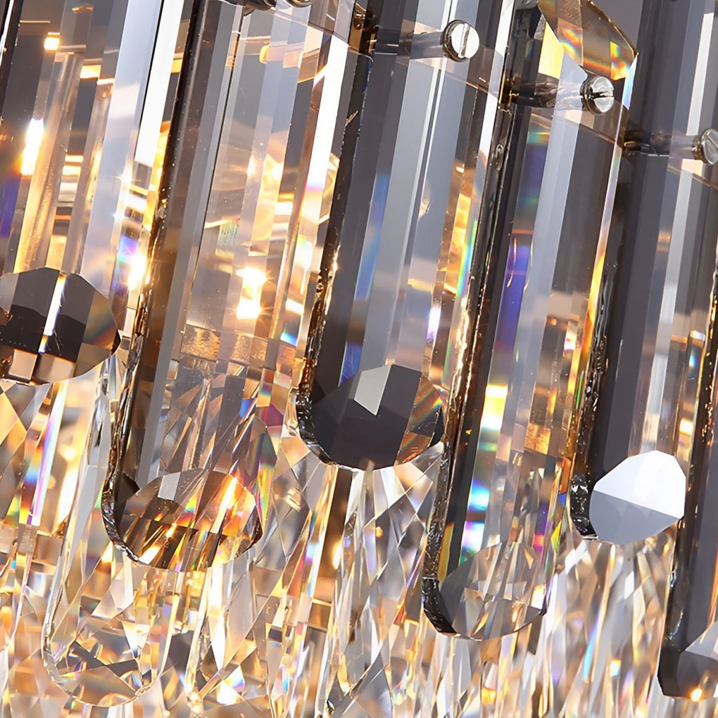 Modern Round Crystal Drum Chandelier - Metal Ceiling Light