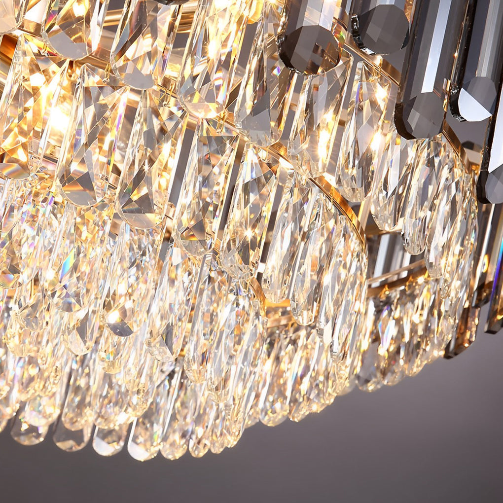 Modern Round Crystal Drum Chandelier - Metal Ceiling Light