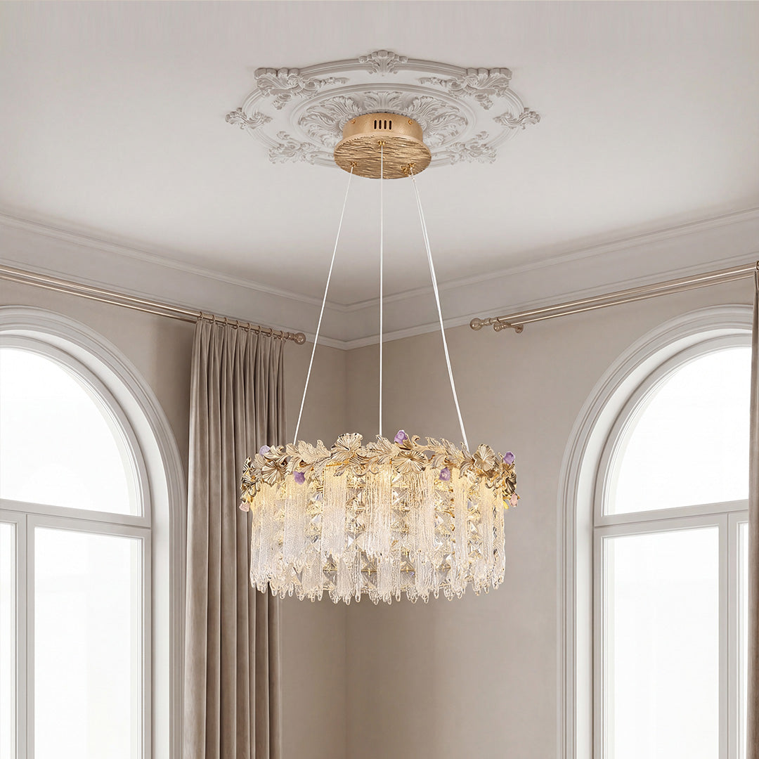 Gold Crystal Chandelier - French Minimalist Ceiling Light