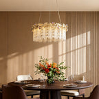 Gold Crystal Chandelier - French Minimalist Ceiling Light