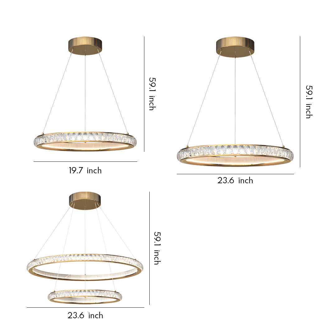 Elegant Round Gold Crystal LED Chandelier for Ceiling
