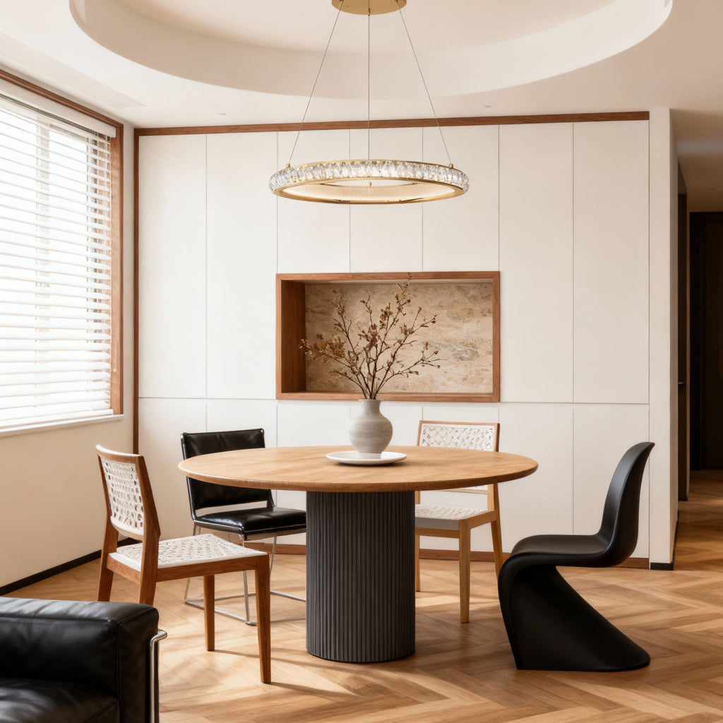 Elegant Round Gold Crystal LED Chandelier for Ceiling