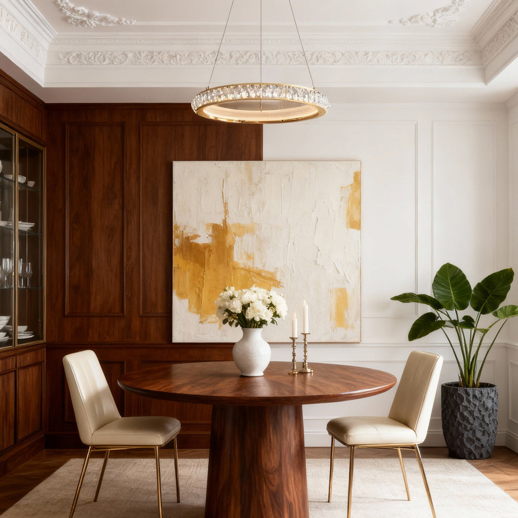 Elegant Round Gold Crystal LED Chandelier for Ceiling
