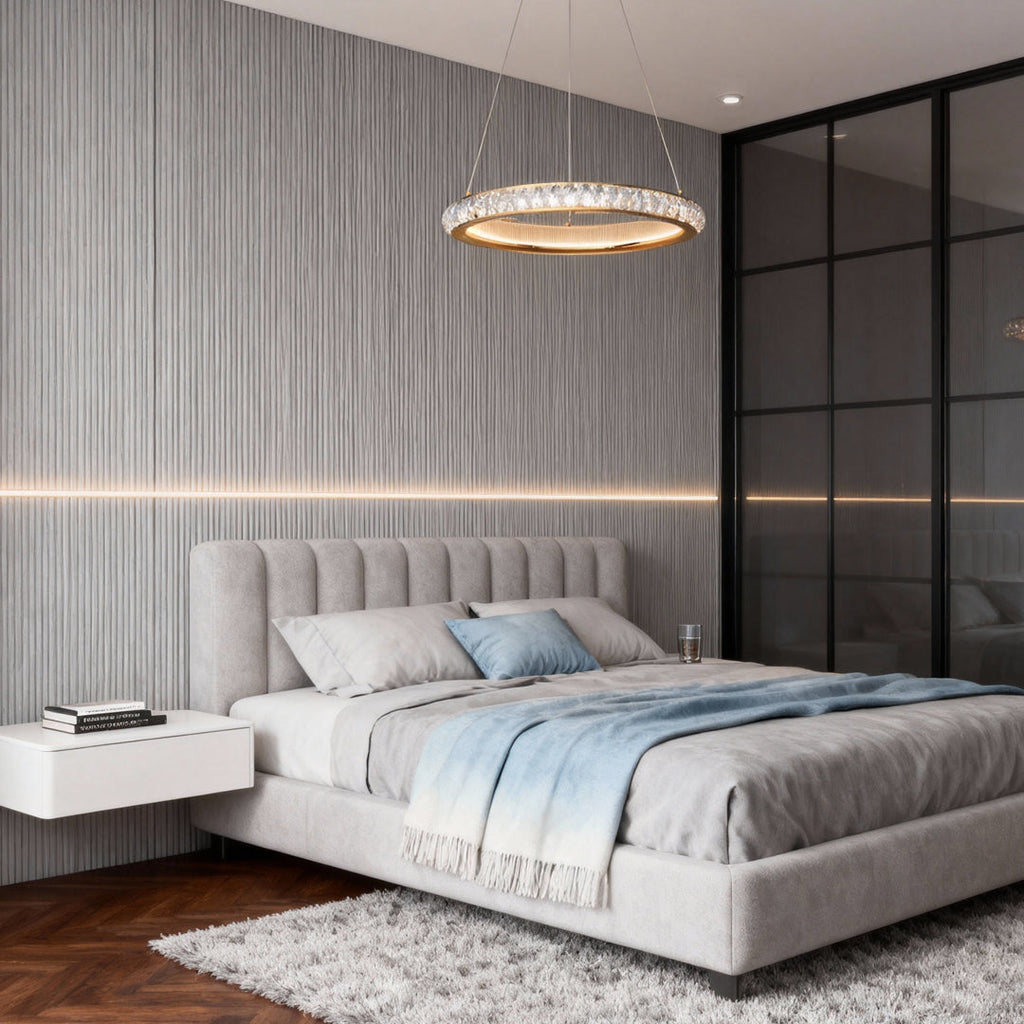 Elegant Round Gold Crystal LED Chandelier for Ceiling