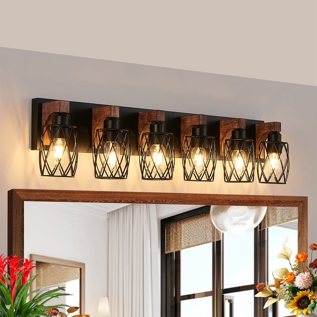 Premium Black Metal Cage Vanity Light for Bathroom Mirrors