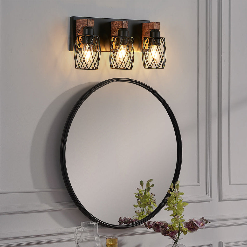 Premium Black Metal Cage Vanity Light for Bathroom Mirrors