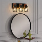 Premium Black Metal Cage Vanity Light for Bathroom Mirrors