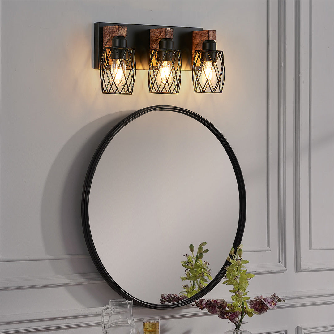 Premium Black Metal Cage Vanity Light for Bathroom Mirrors