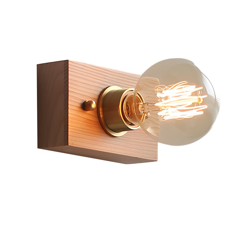 Mid-Century Modern Walnut and Brass Wall Light