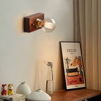 Mid-Century Modern Walnut and Brass Wall Light