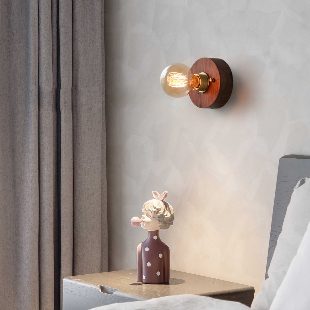 Mid-Century Modern Walnut and Brass Wall Light