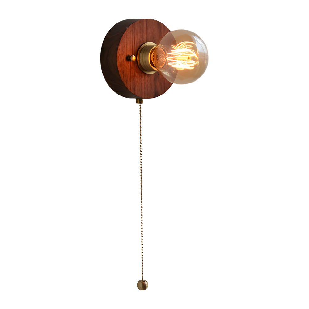 Mid-Century Modern Walnut and Brass Wall Light