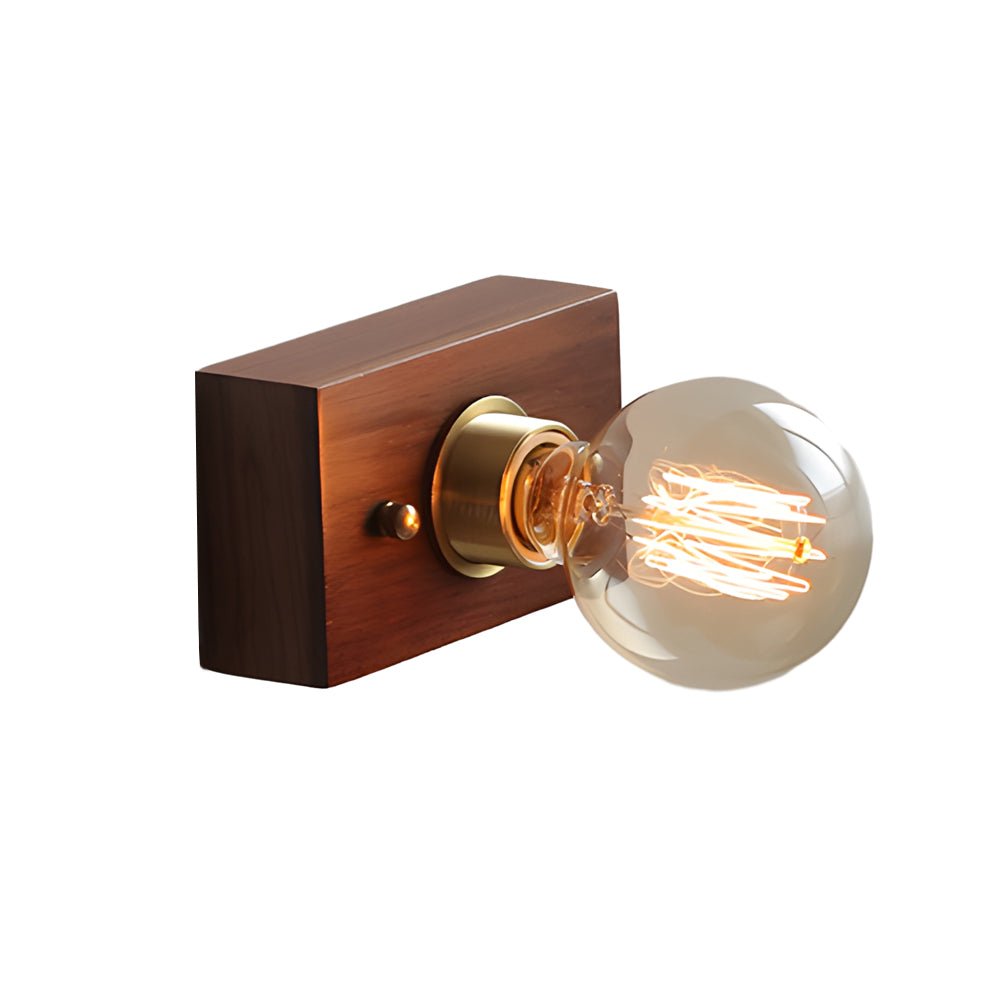 Mid-Century Modern Walnut and Brass Wall Light