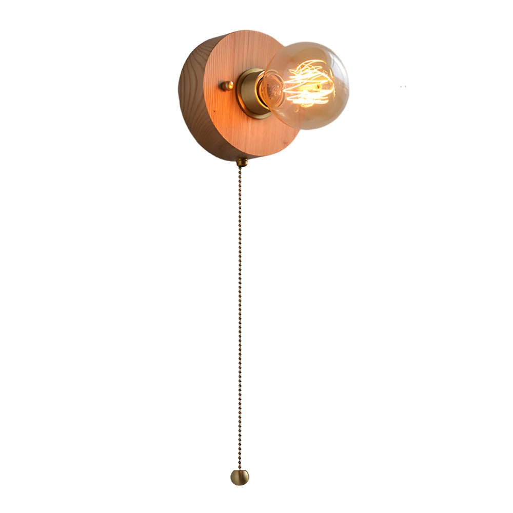 Mid-Century Modern Walnut and Brass Wall Light