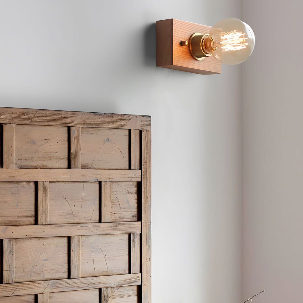Mid-Century Modern Walnut and Brass Wall Light