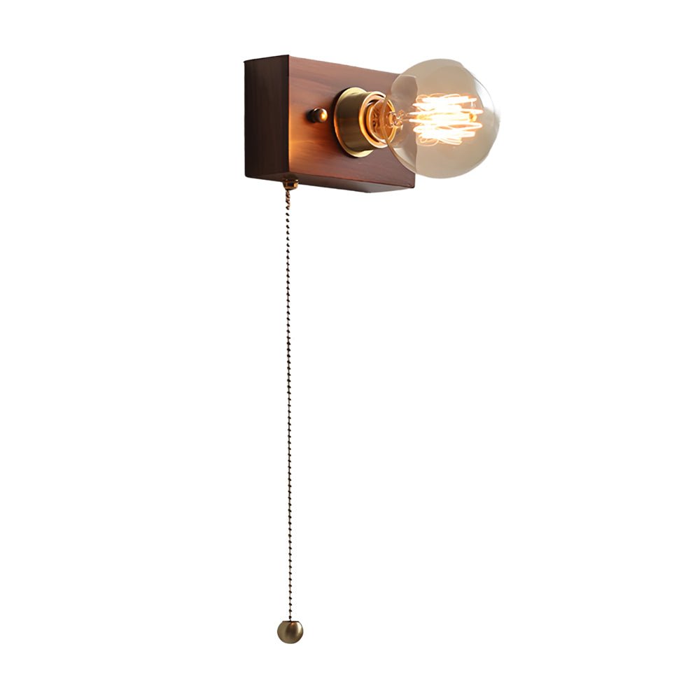 Mid-Century Modern Walnut and Brass Wall Light