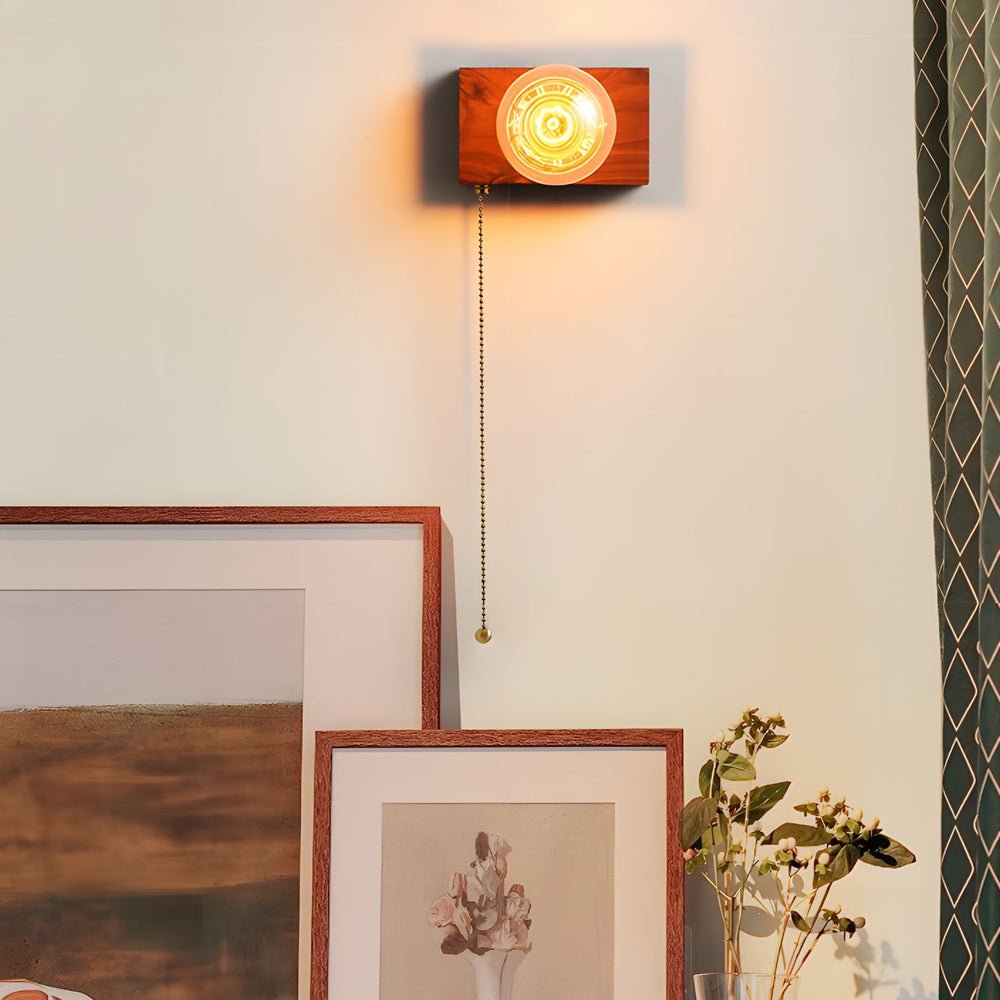 Mid-Century Modern Walnut and Brass Wall Light