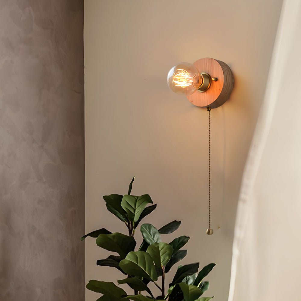 Mid-Century Modern Walnut and Brass Wall Light