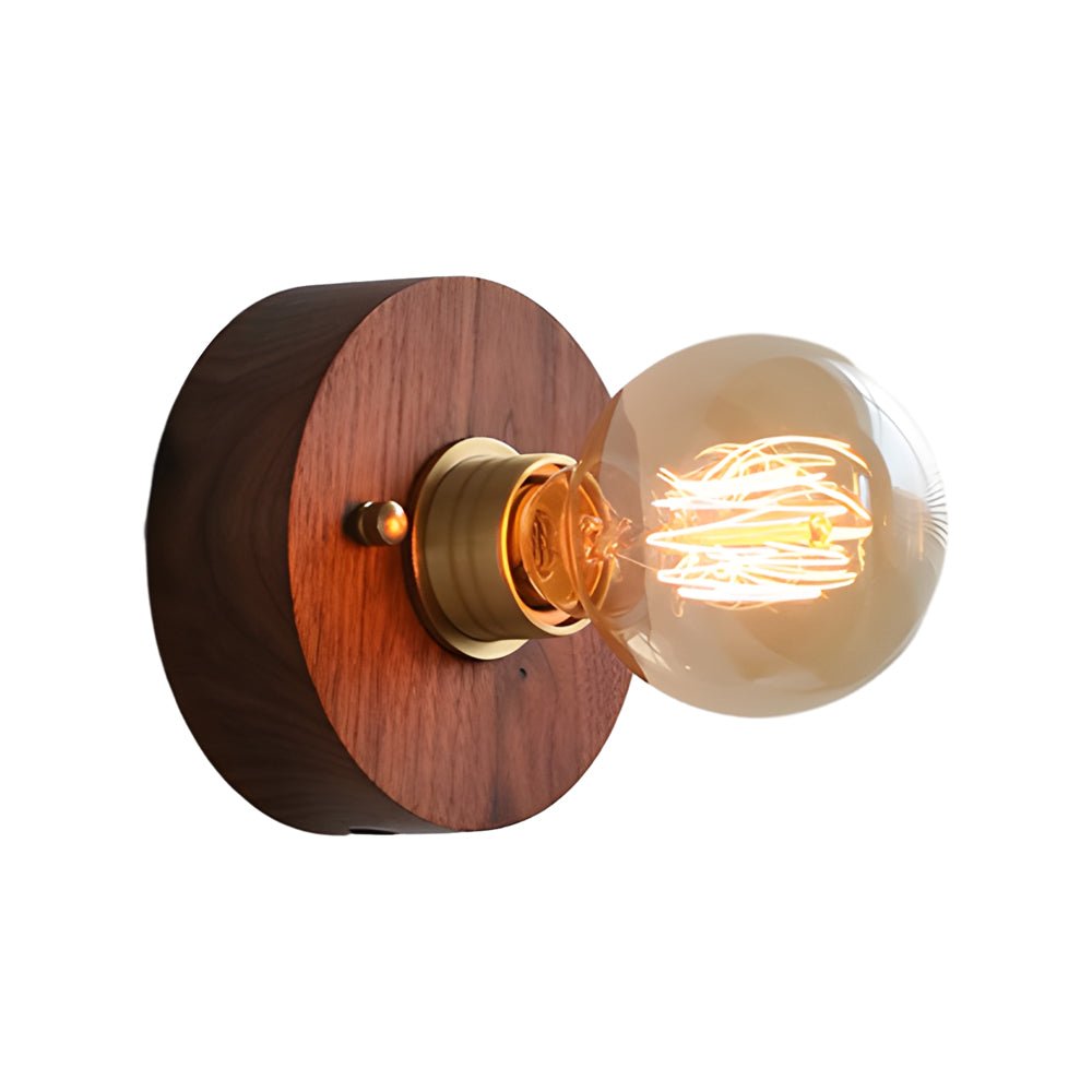 Mid-Century Modern Walnut and Brass Wall Light