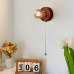 Mid-Century Modern Walnut and Brass Wall Light