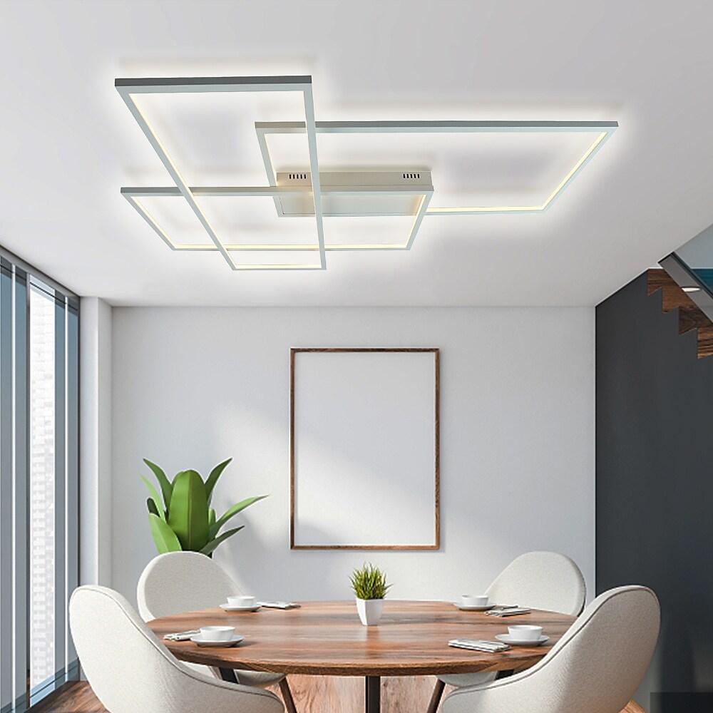 Aluminum Geometric Flush Mount LED Ceiling Light - Overlapping Rectangles Design