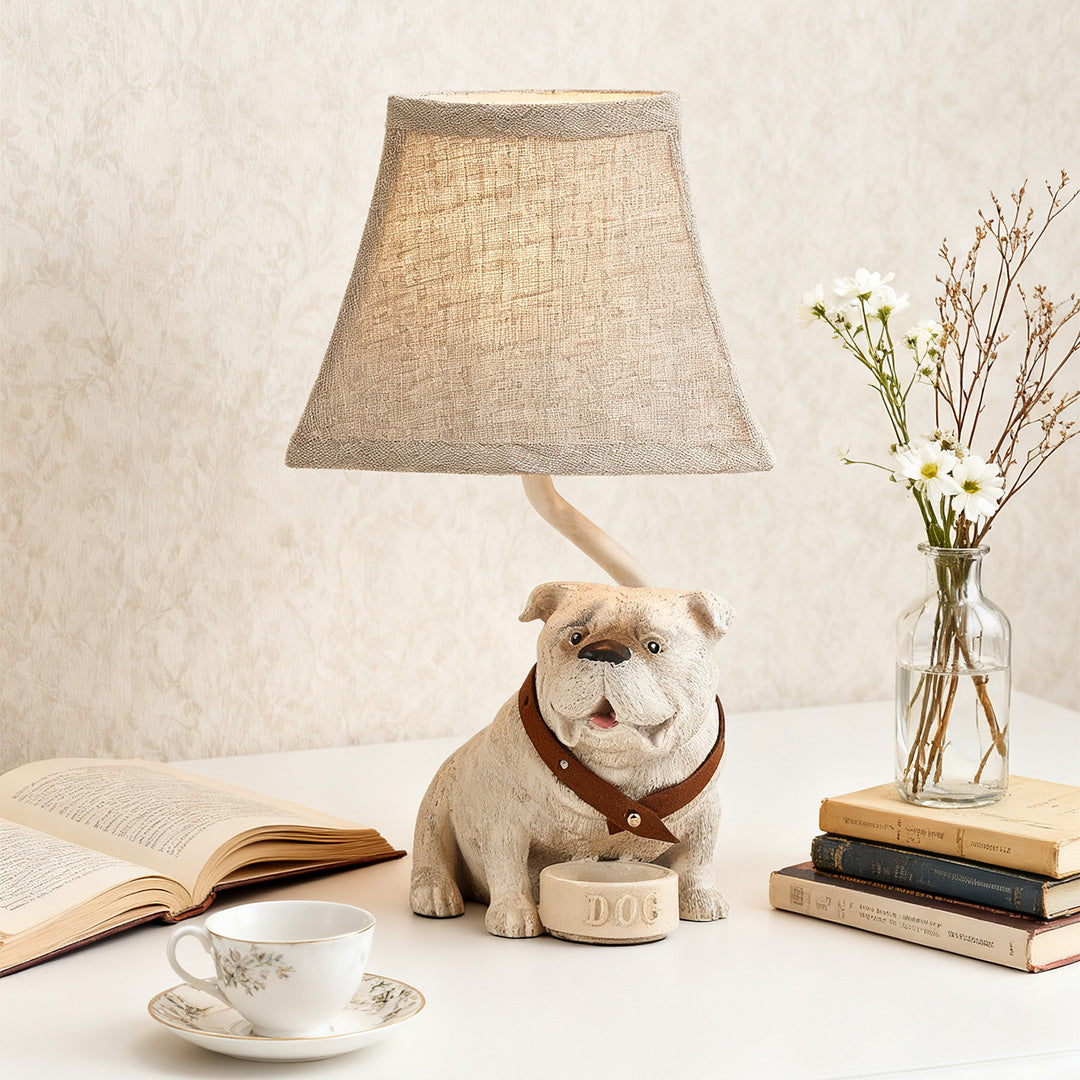 Elegant White Resin Dog Table Lamp - Mid-Century Decorative Lighting
