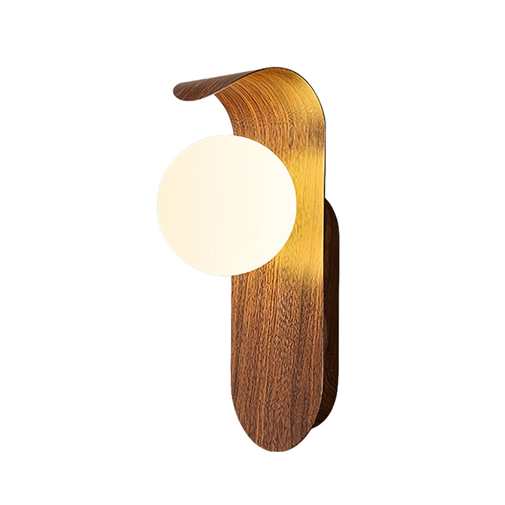 Mid-Century Minimalist Wood Grain LED Wall Lights