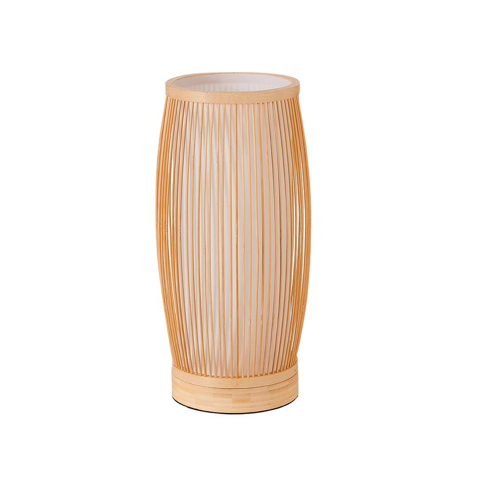 Handwoven Japanese Bamboo LED Table Lamp - Vintage Style