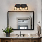 Premium Black Metal Cage Vanity Light for Bathroom Mirrors