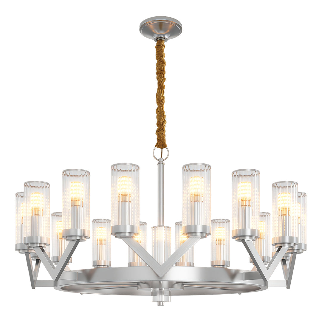 Luxury Copper Glass Drop Chandelier - Elegant Ceiling Light