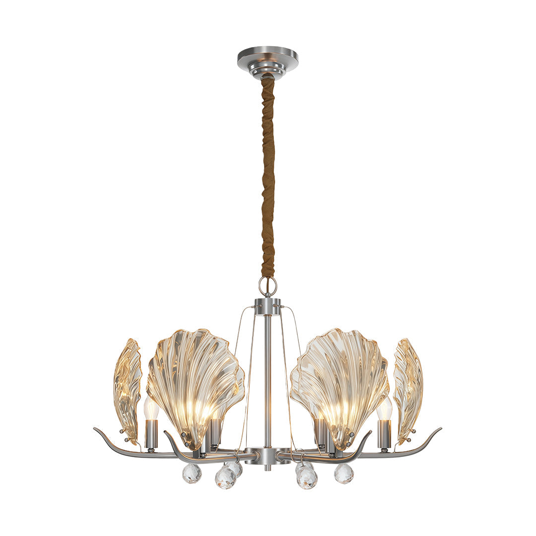 Modern Copper and Glass Shell Chandelier Ceiling Light