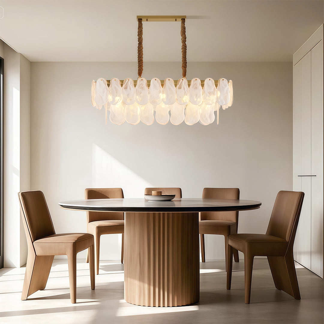 Midcentury Modern Copper and Glass Chandelier