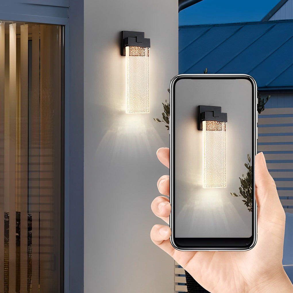Rectangular LED Seeded Crystal Outdoor Wall Light
