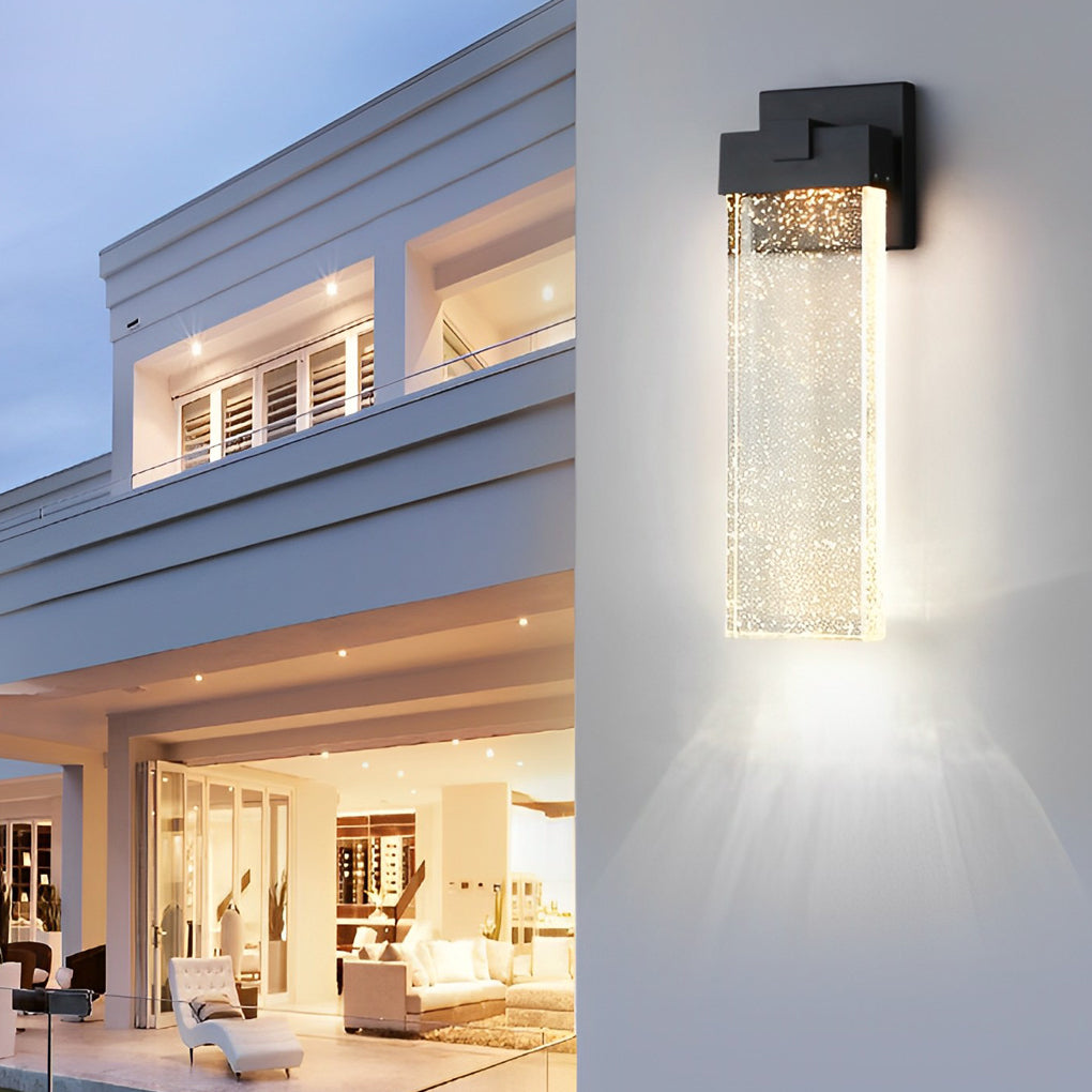 Rectangular LED Seeded Crystal Outdoor Wall Light