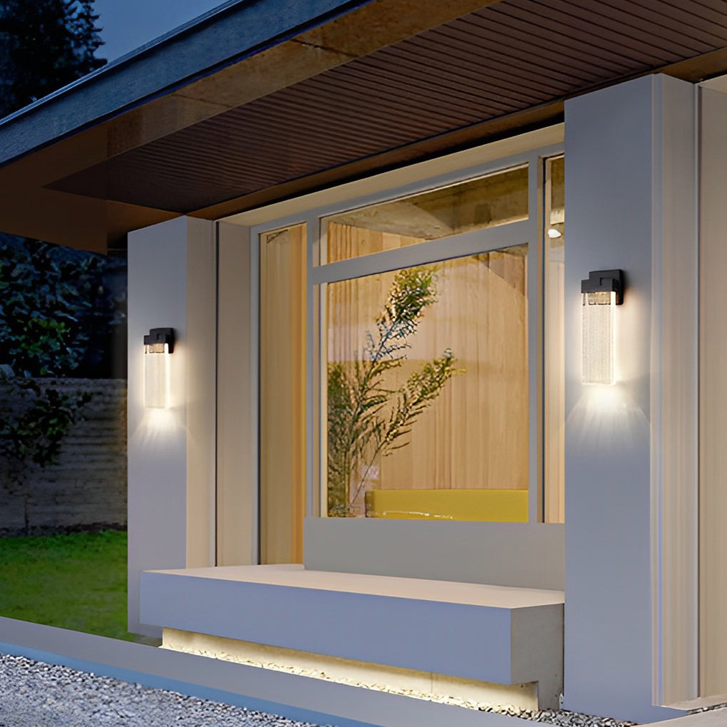 Rectangular LED Seeded Crystal Outdoor Wall Light