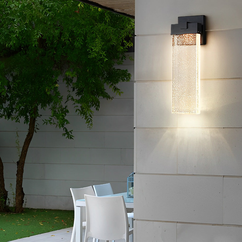 Rectangular LED Seeded Crystal Outdoor Wall Light