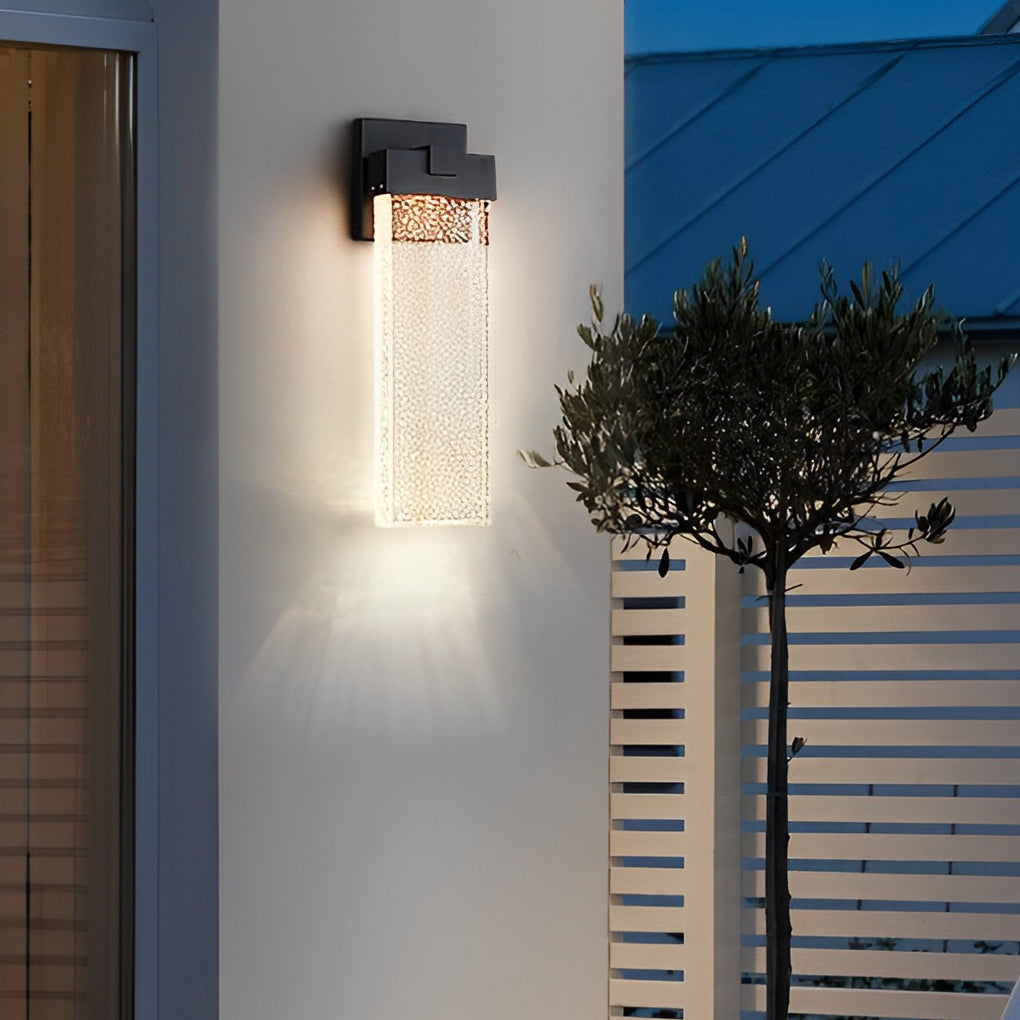 Rectangular LED Seeded Crystal Outdoor Wall Light